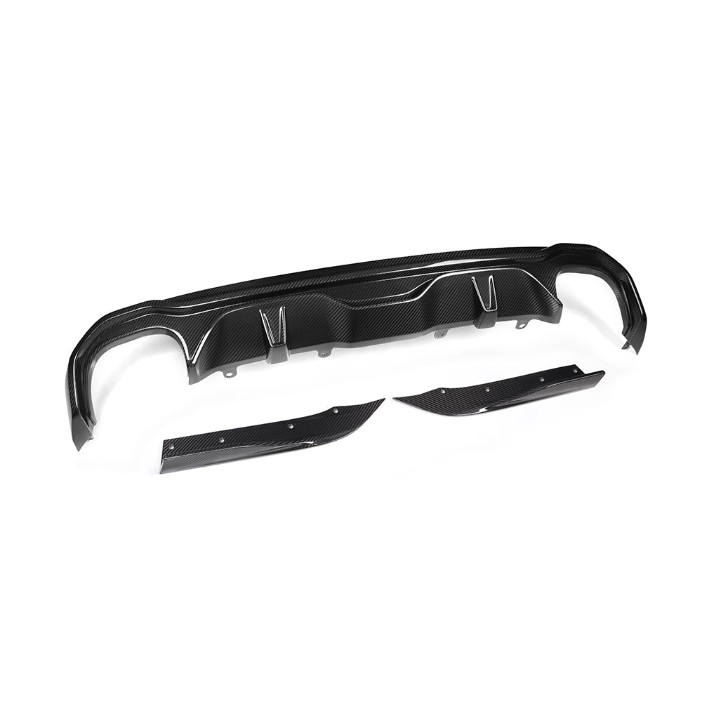 SooQoo BMW 4 Series G26 Rear Diffuser Dual Tips In Gloss Carbon Fibre