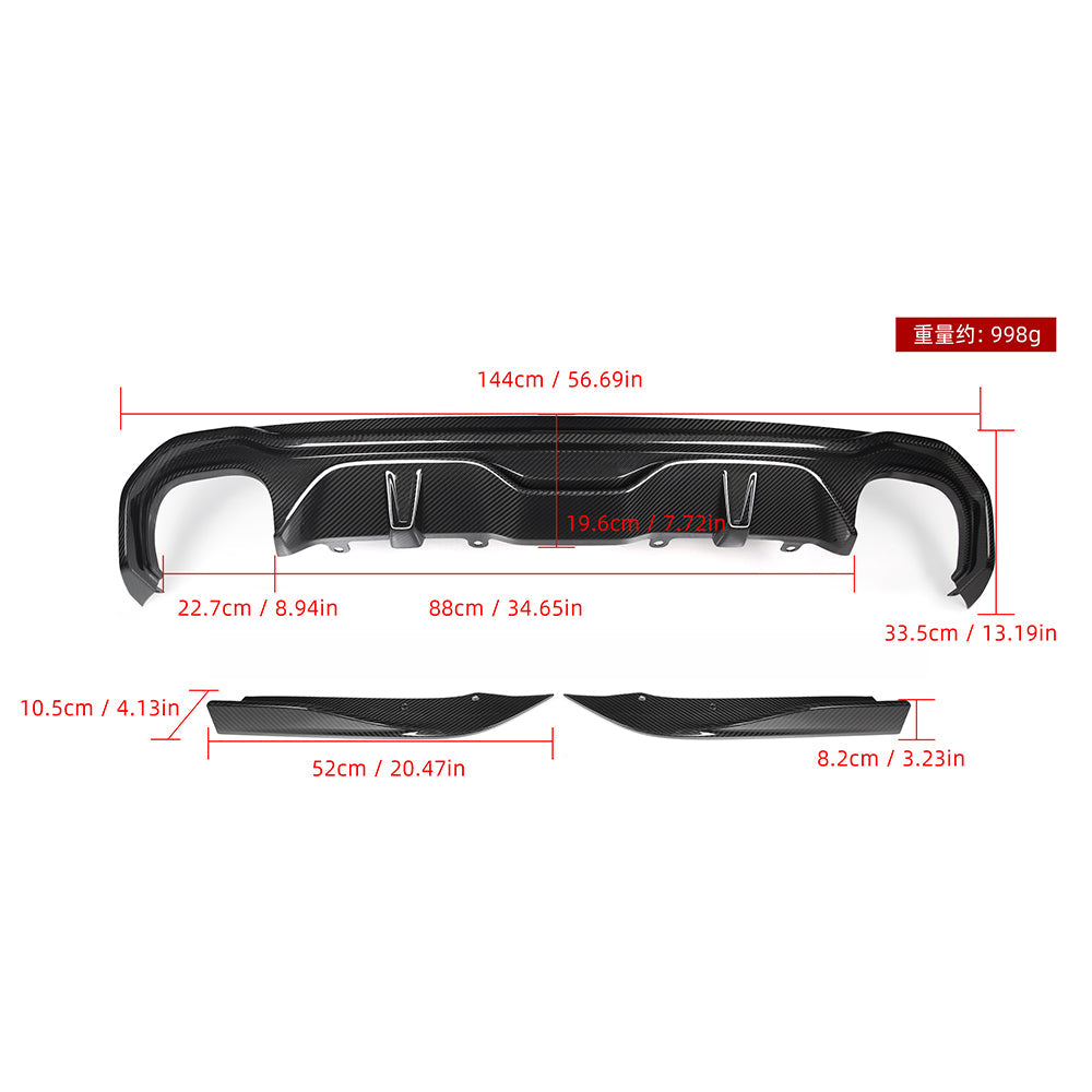 SooQoo BMW 4 Series G26 Rear Diffuser Dual Tips In Gloss Carbon Fibre