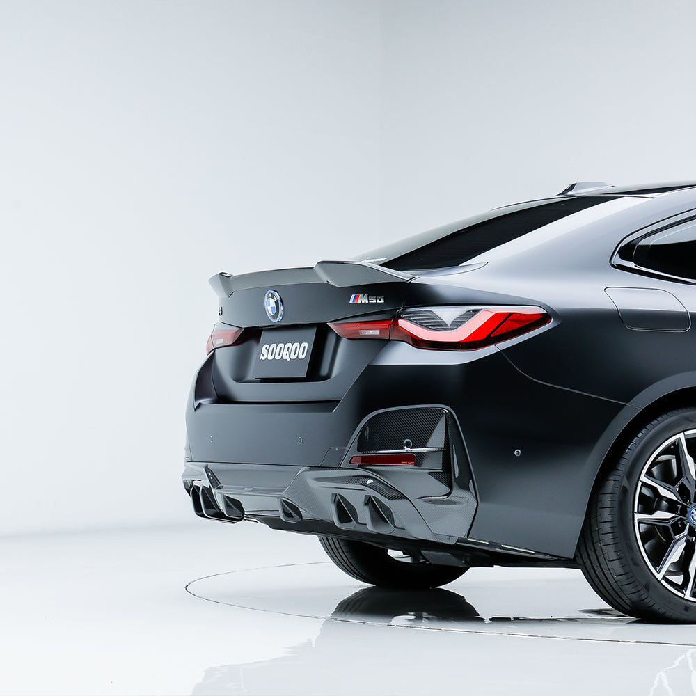 SooQoo BMW I4 G26 Rear Diffuser In Gloss Carbon Fibre