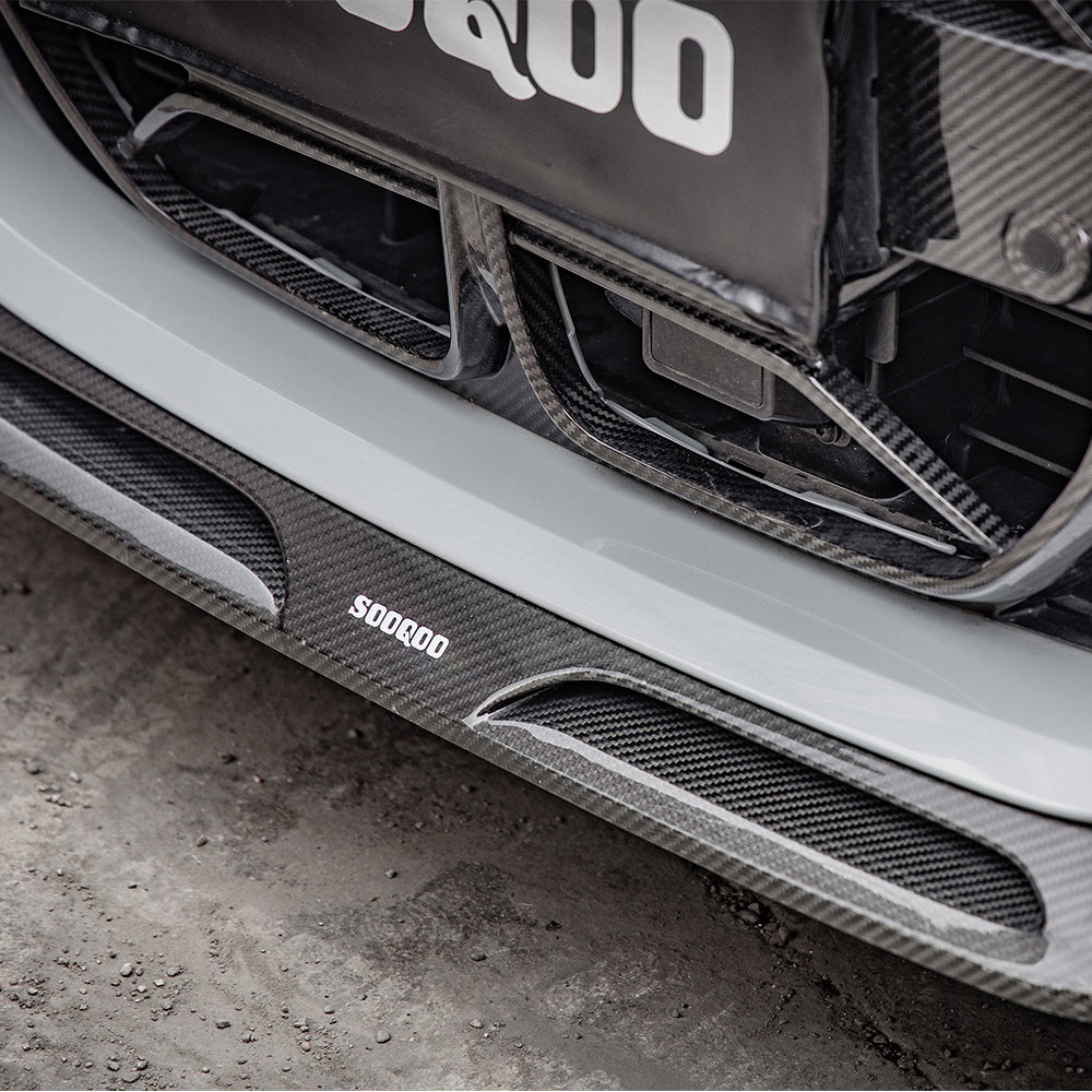 SooQoo BMW 4 Series G26 Front Lip In Gloss Carbon Fibre