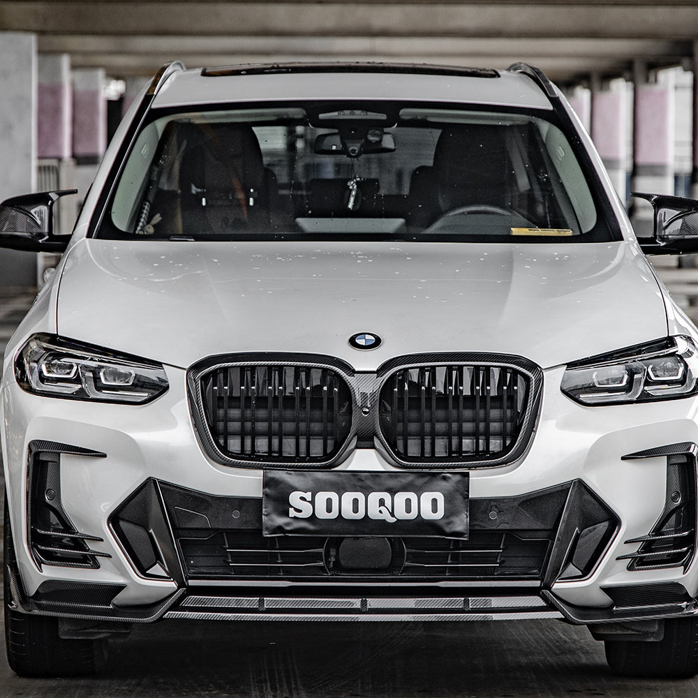 SooQoo BMW iX3 G08 Front Lip In Gloss Carbon Fibre