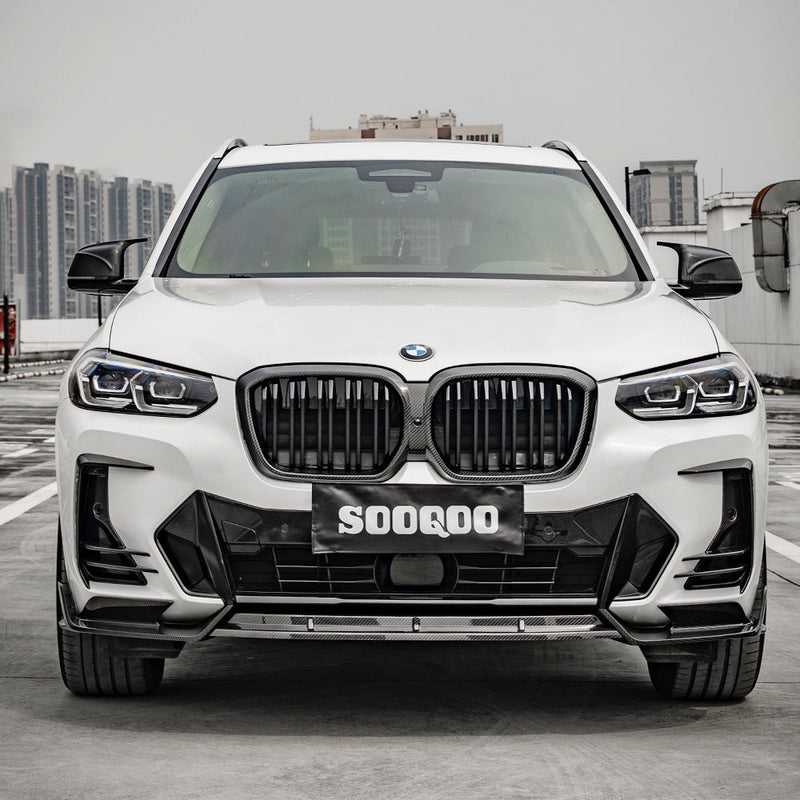 SooQoo BMW iX3 G08 Front Lip In Gloss Carbon Fibre