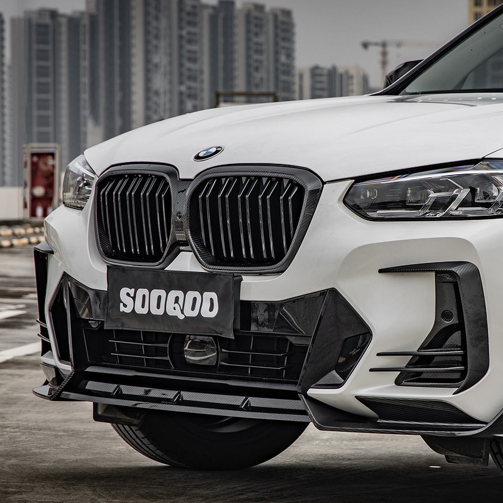SooQoo BMW iX3 G08 Front Lip In Gloss Carbon Fibre