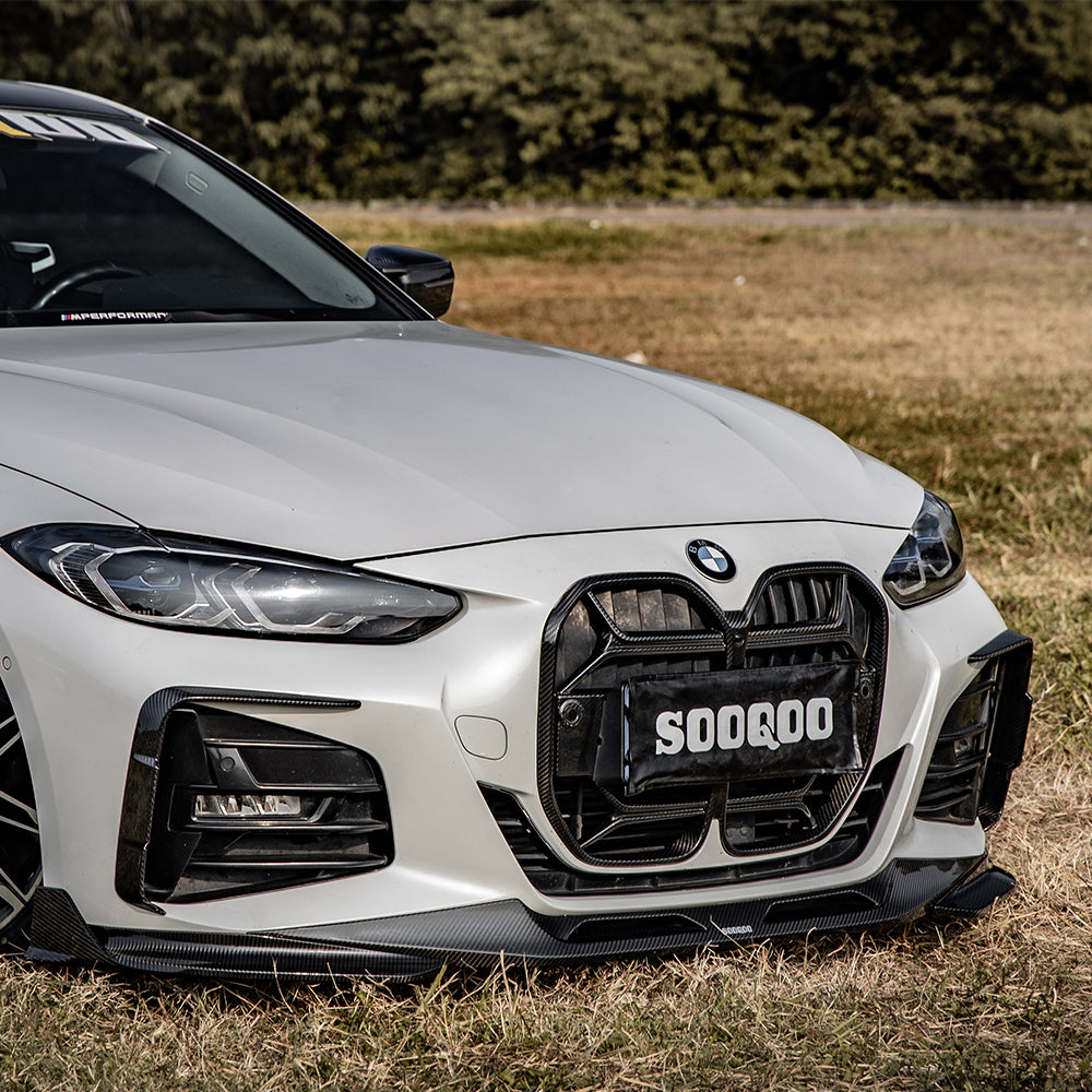 SooQoo BMW 4 Series G22 Front Bumper Inserts In Gloss Carbon Fibre