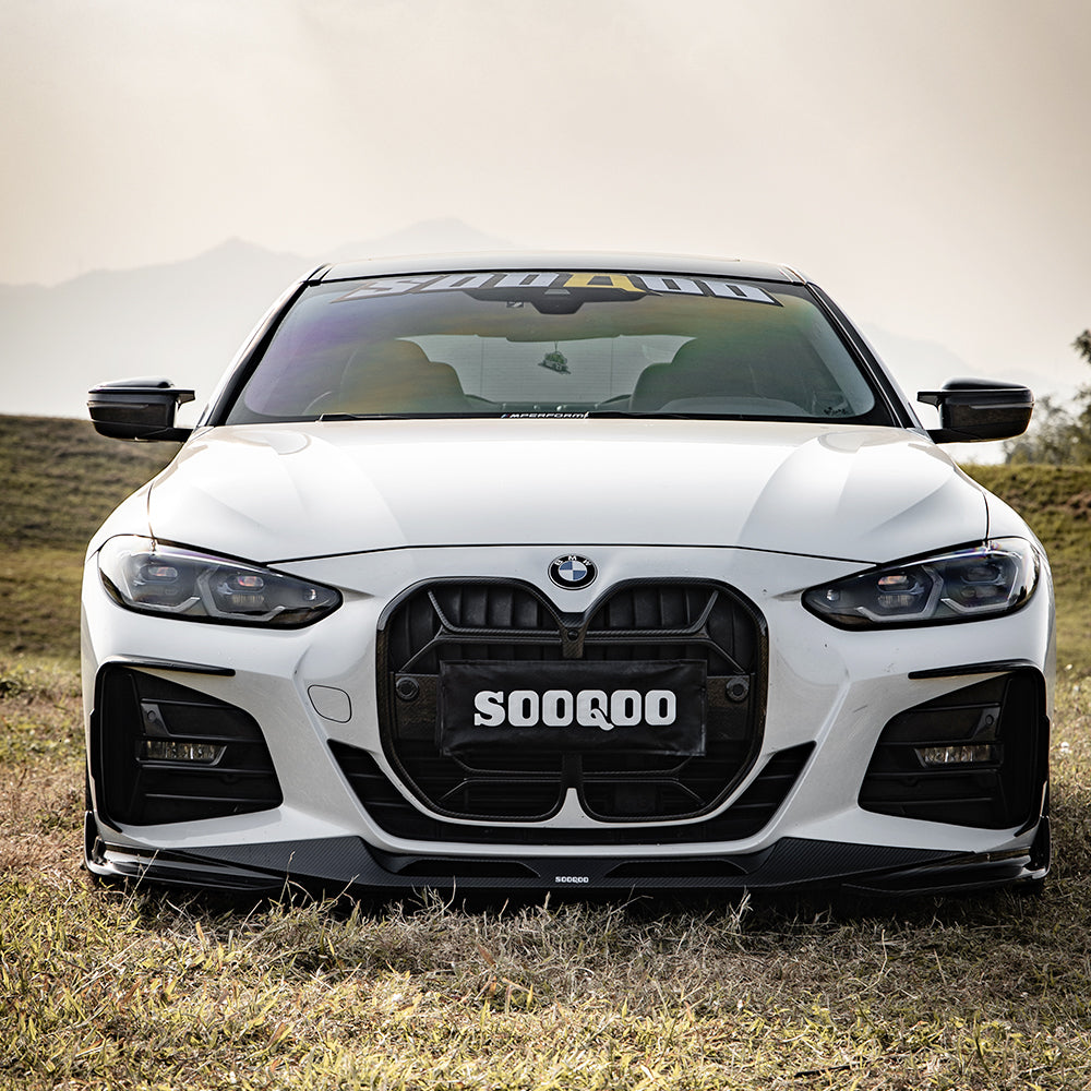 SooQoo BMW 4 Series G22 Front Bumper Inserts In Gloss Carbon Fibre