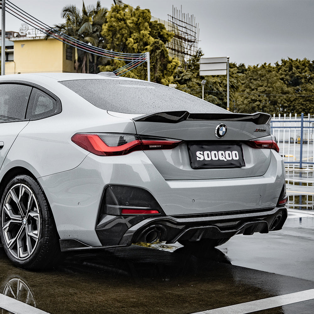 SooQoo BMW 4 Series G26 Rear Diffuser Single Tip In Gloss Carbon Fibre