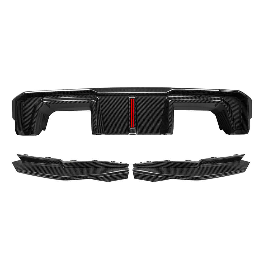 SooQoo V2 BMW M3 G80 Rear Diffuser W/Brake Light In Gloss Carbon Fibre