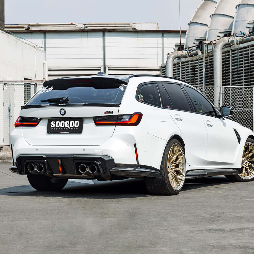 SooQoo V2 BMW M3 G80 Rear Diffuser W/Brake Light In Gloss Carbon Fibre