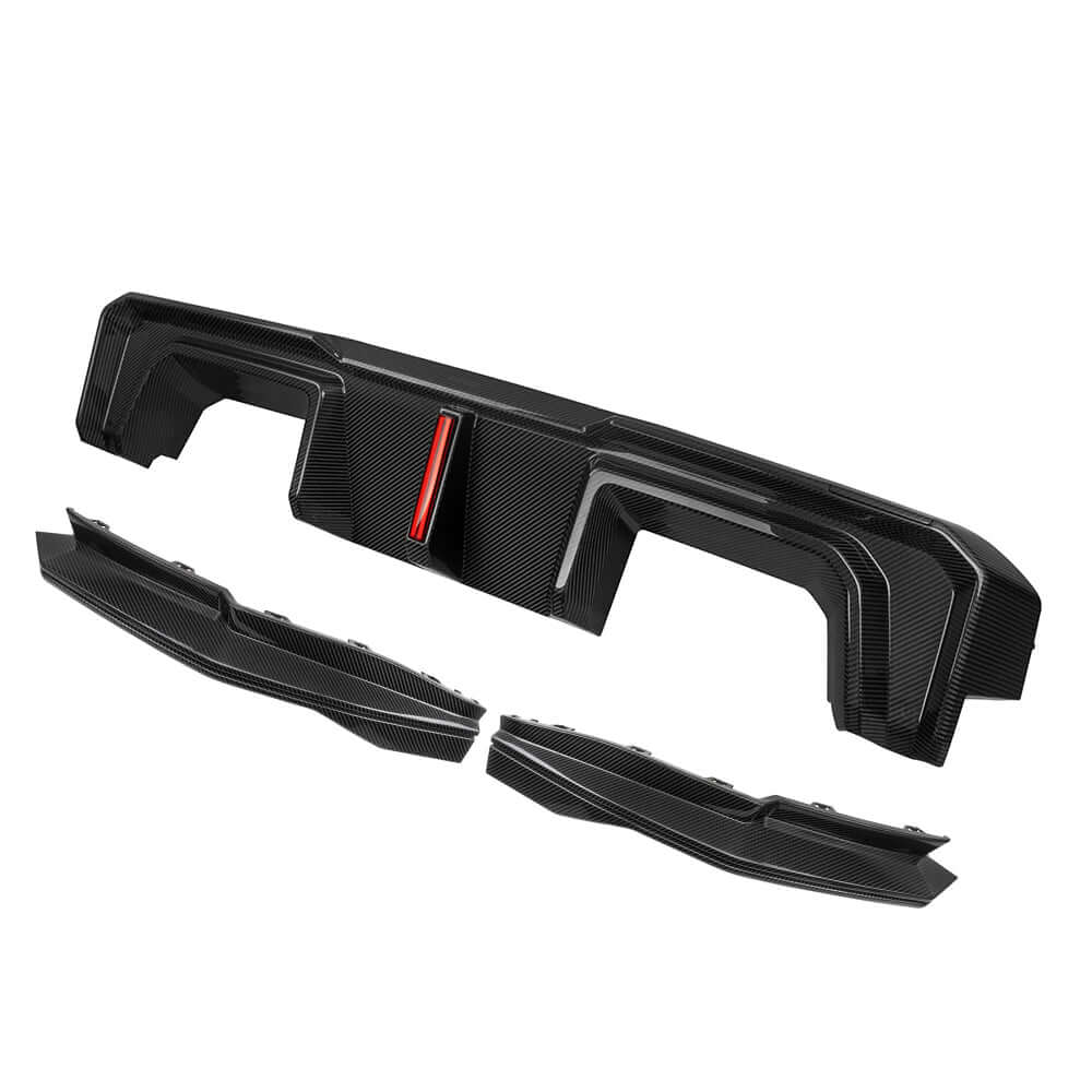 SooQoo V2 BMW M3 G80 Rear Diffuser W/Brake Light In Gloss Carbon Fibre