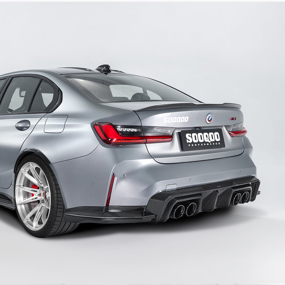 SooQoo V2 BMW M3 G80 G81 Rear Diffuser In Gloss Carbon Fibre