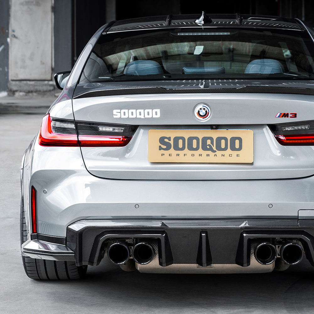 SooQoo V2 BMW M3 G80 G81 Rear Diffuser In Gloss Carbon Fibre