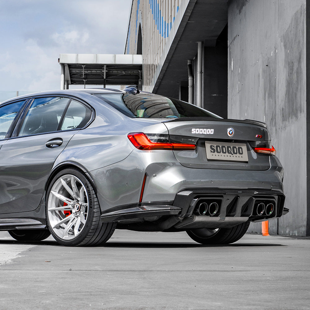 SooQoo V2 BMW M3 G80 G81 Rear Diffuser In Gloss Carbon Fibre