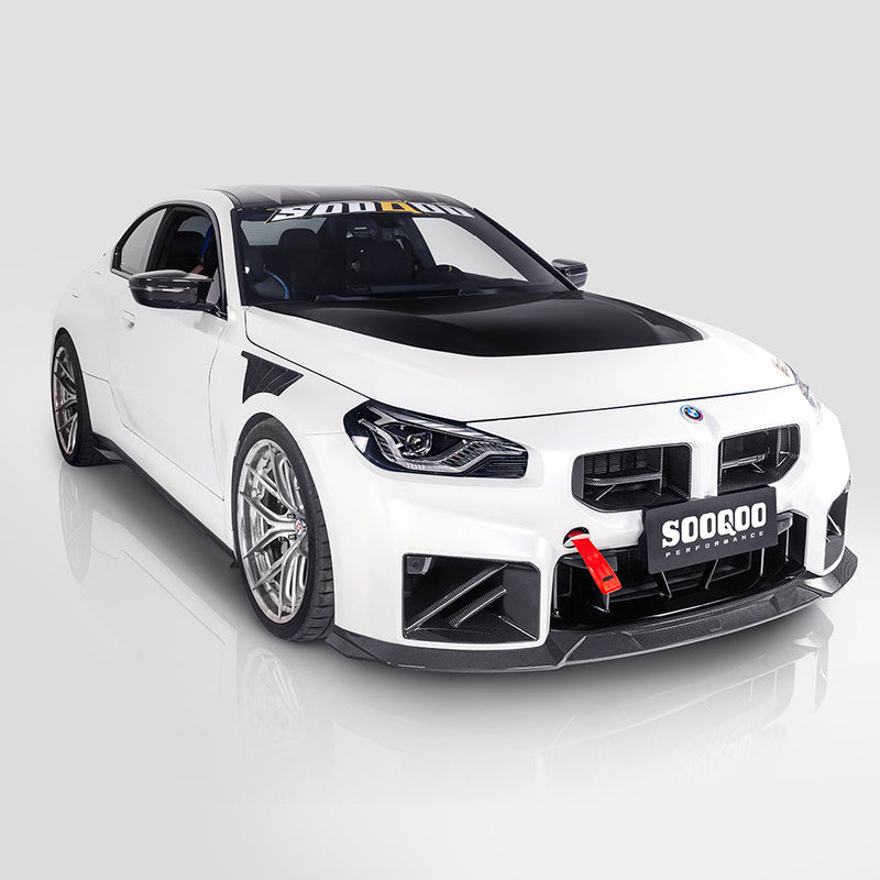SooQoo V3 BMW M2 G87 Front Lip In Gloss Carbon Fibre