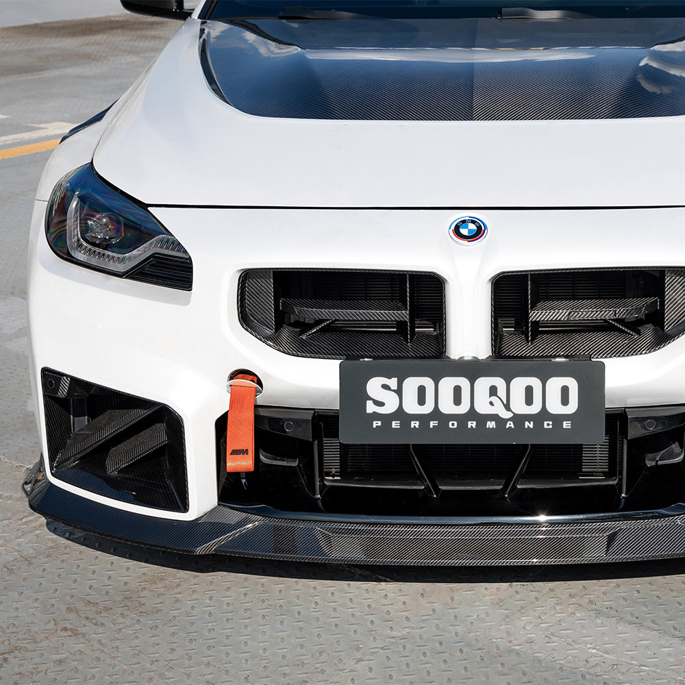 SooQoo V3 BMW M2 G87 Front Lip In Gloss Carbon Fibre