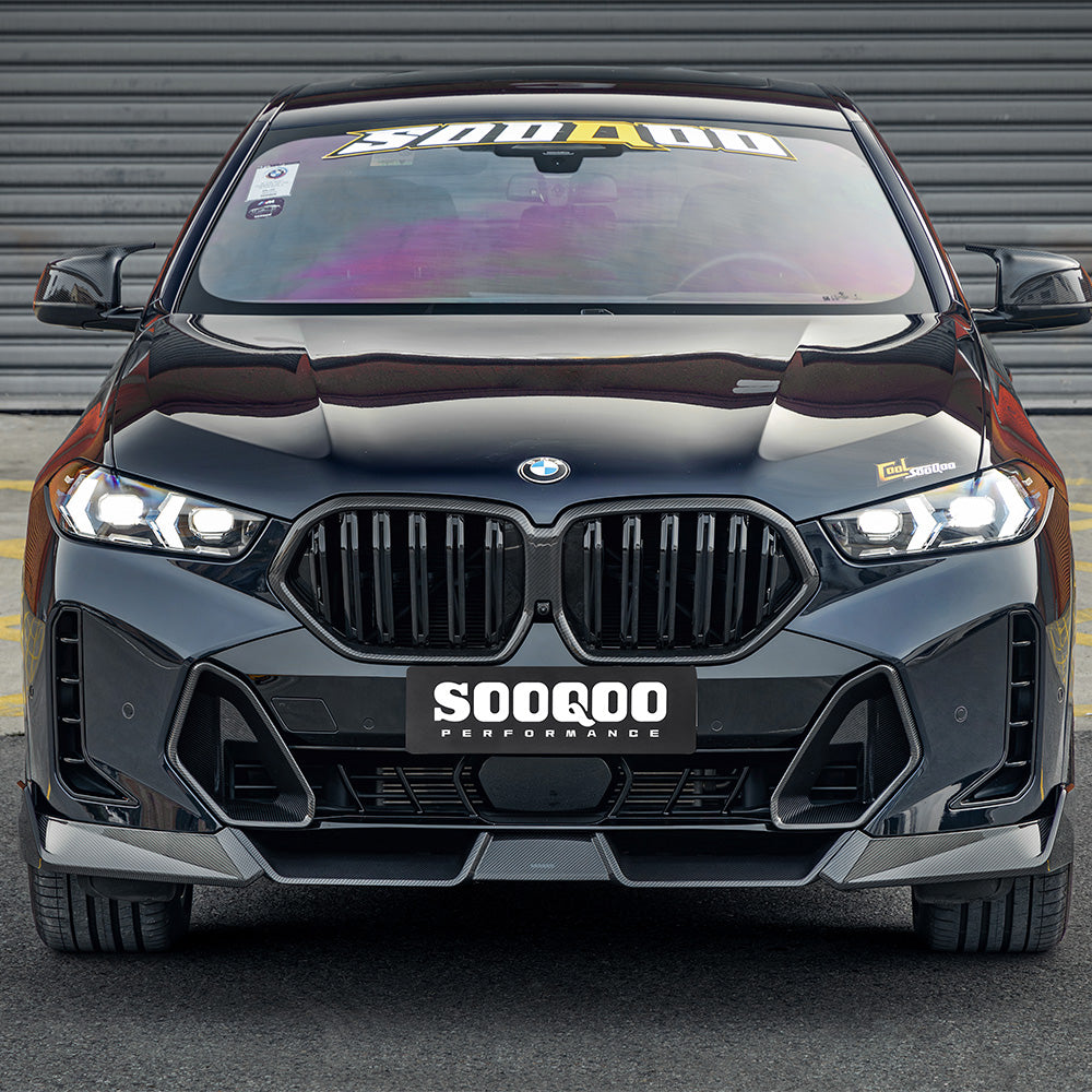 SooQoo BMW X6 G06 Facelift Front Lip In Gloss Carbon Fibre