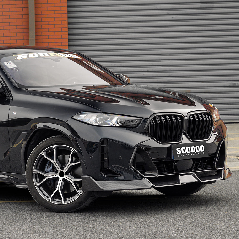 SooQoo BMW X6 G06 Facelift Front Lip In Gloss Carbon Fibre