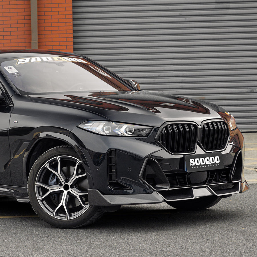 SooQoo BMW X6 G06 Facelift Front Lip In Gloss Carbon Fibre