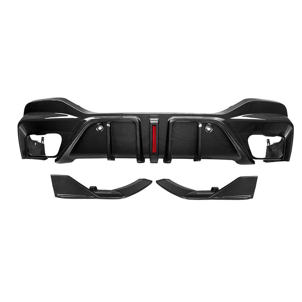 SooQoo BMW X6 G06 Rear Diffuser W/Brake Light In Gloss Carbon Fibre