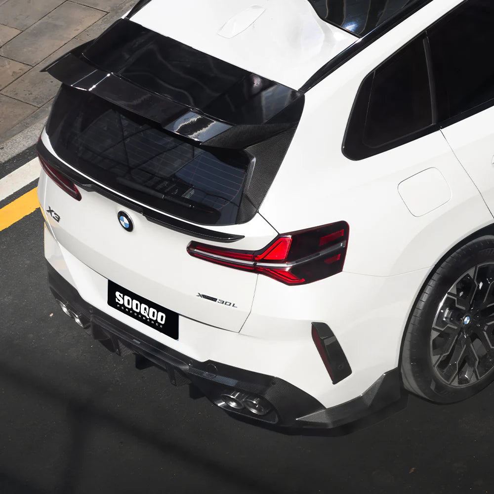 SooQoo BMW G45 X3 Rear Bumper Inserts In Gloss Carbon Fibre