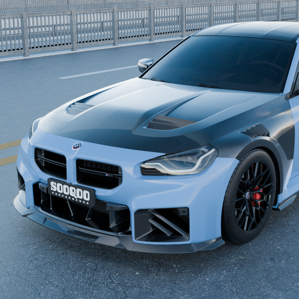 SooQoo BMW M2 G87 Vented Hood In Gloss Carbon Fibre