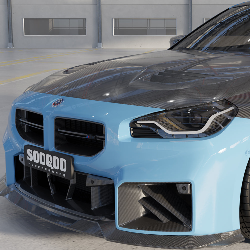 SooQoo BMW M2 G87 Vented Hood In Gloss Carbon Fibre