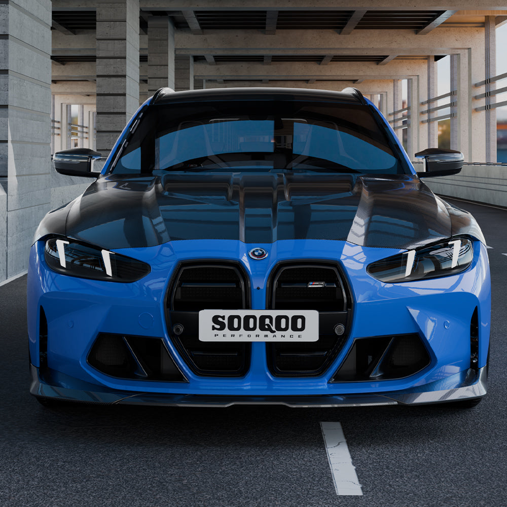 SooQoo BMW M3 G80 M4 G82 Vented Hood In Gloss Carbon Fibre