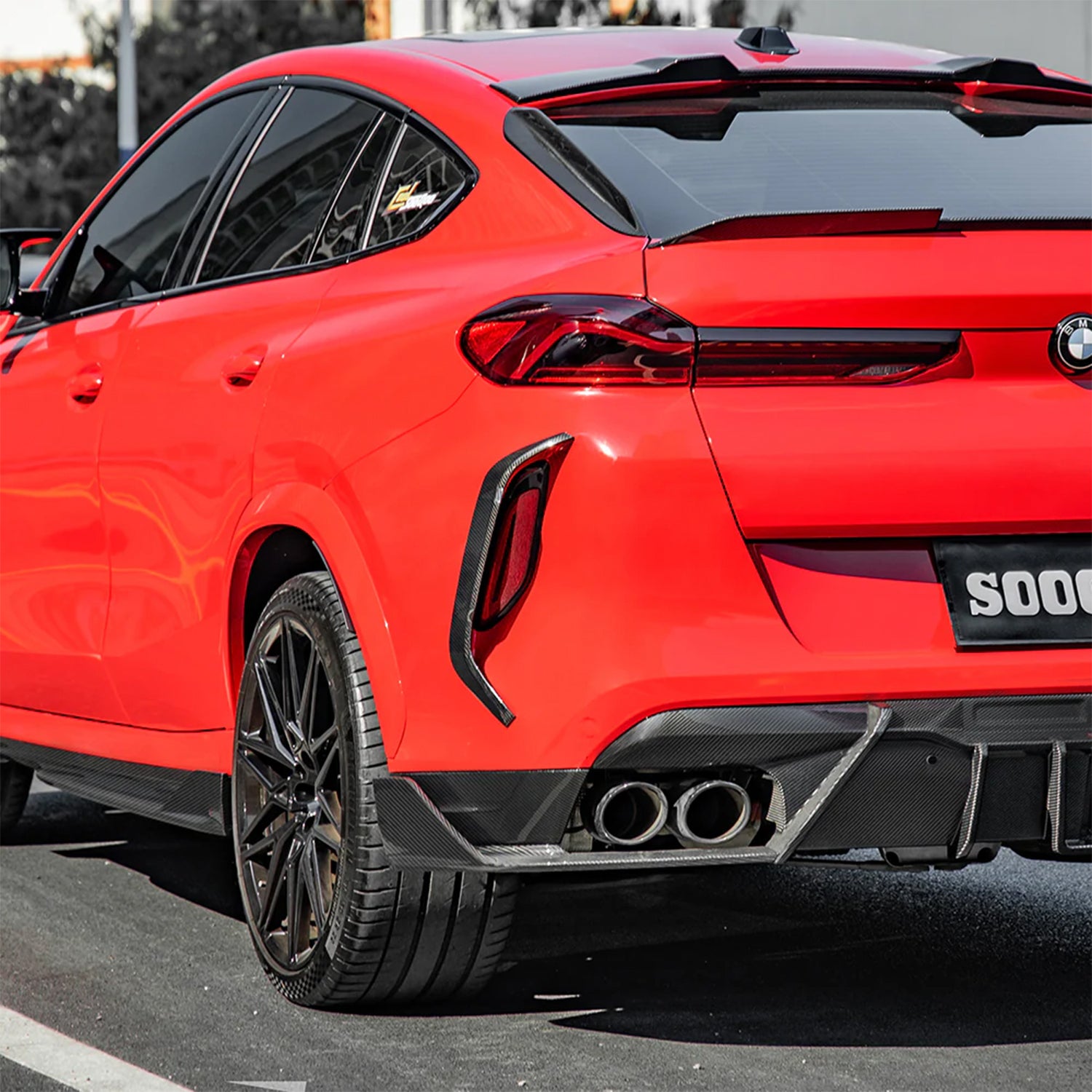 BMW F96 X6M Gloss Carbon Fibre Rear Bumper Inserts By SooQoo