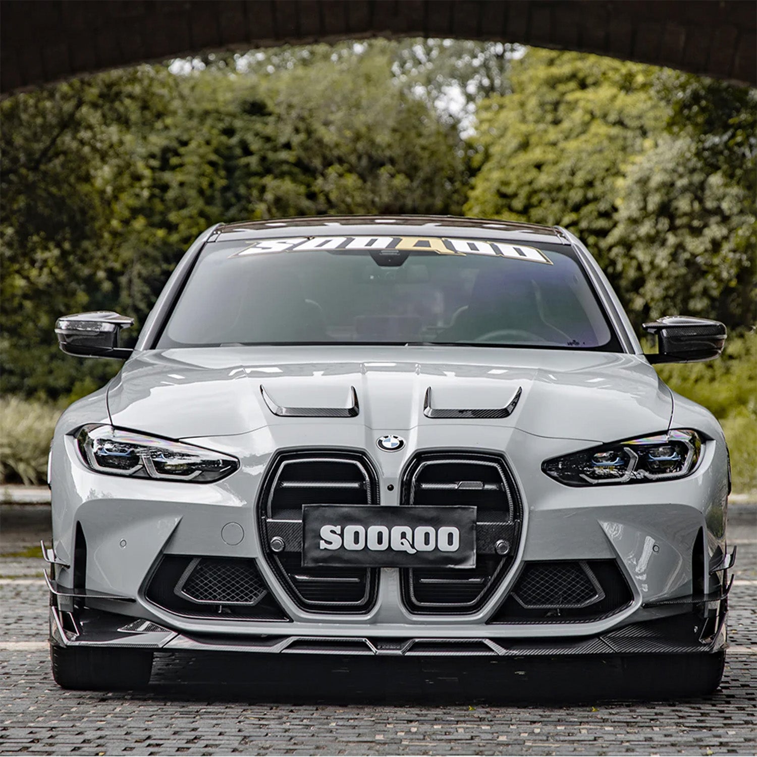 SooQoo BMW G80 M3 G82 M4 Front Splitter In Gloss Carbon Fibre