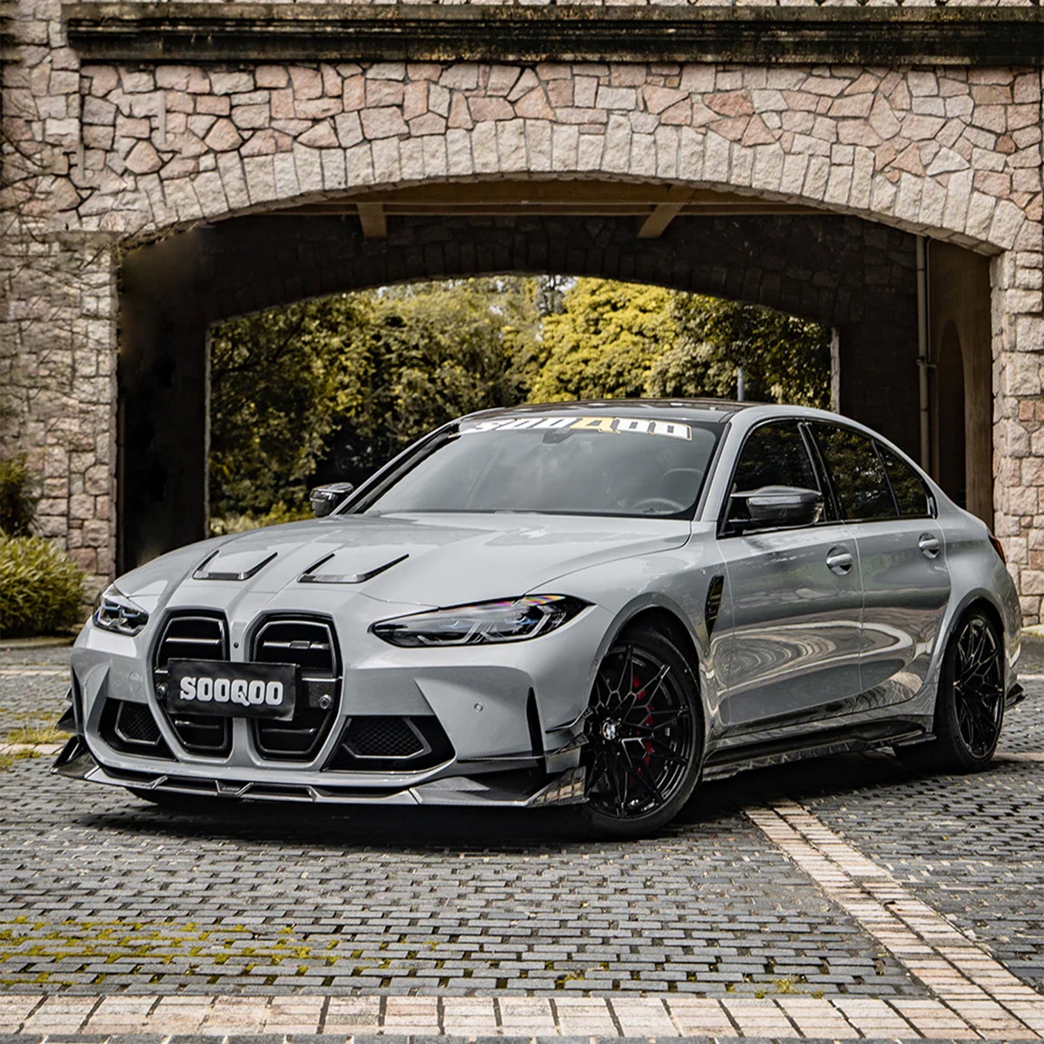BMW G80 M3 SooQoo SQ Gloss Carbon Fibre Body Kit Front Quarter