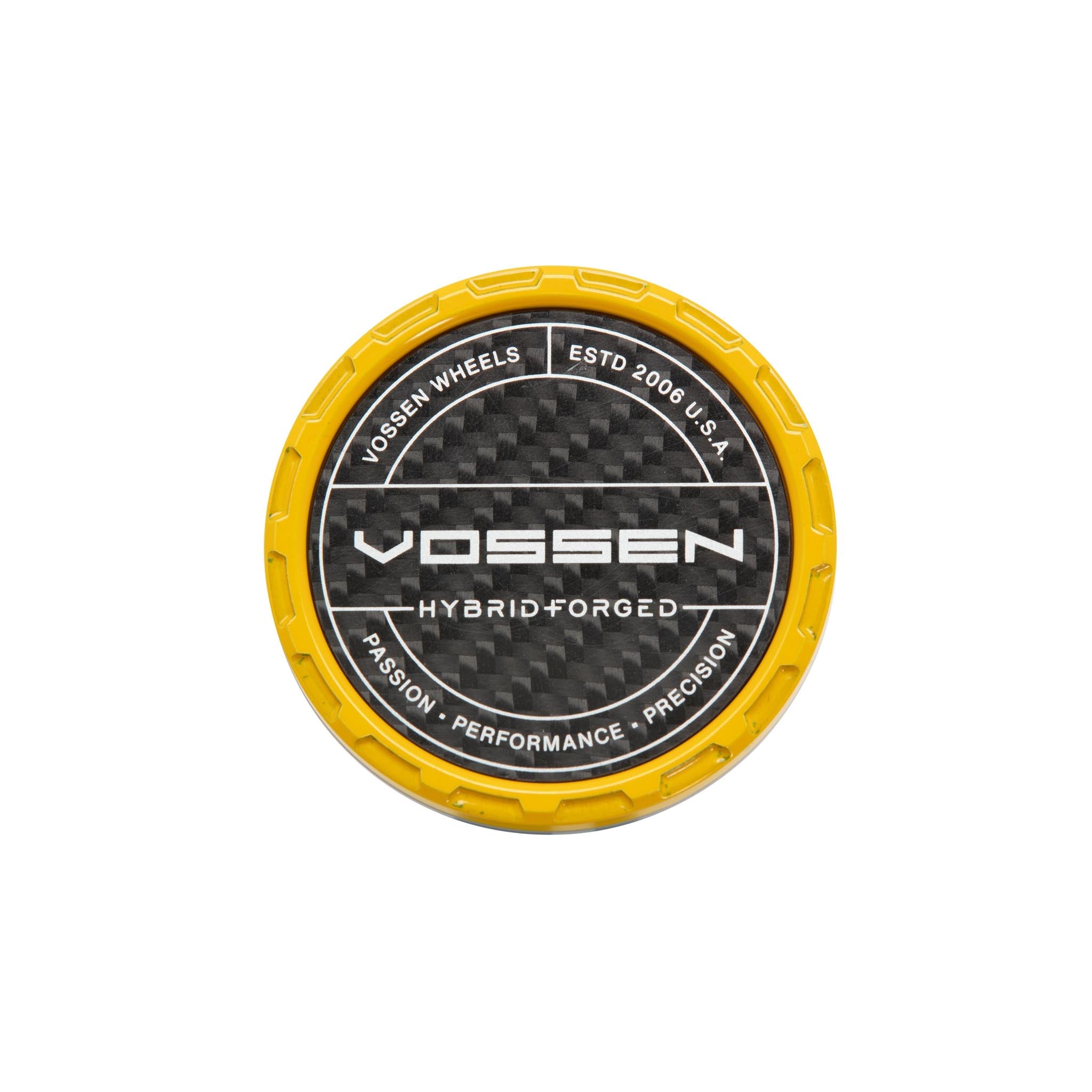 Vossen Carbon Hybrid Forged Billet Sport Cap for VF & HF Series Wheels (Canary Yellow) - Twill Weave Carbon
