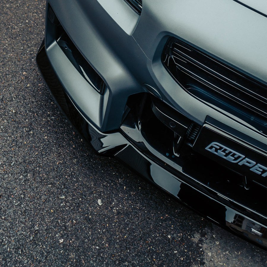 ZAERO Design BMW G87 M2 EVO-S Gloss Black Front Splitter On Grey Car