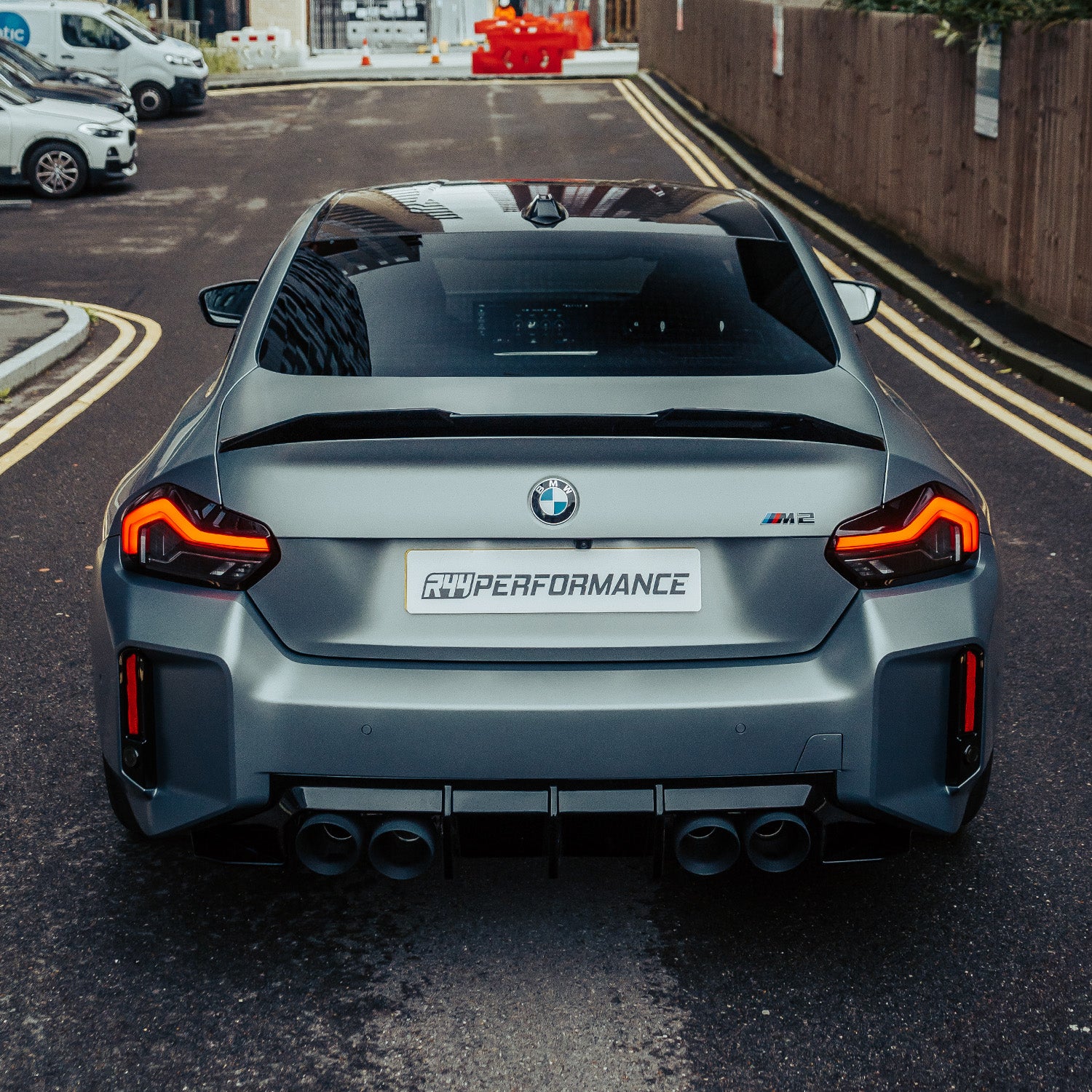 ZAERO Design BMW G87 M2 EVO-S Gloss Black Rear Spoiler Lip Fitted On Grey Car