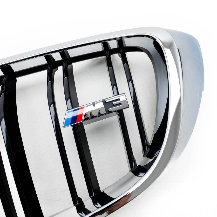 Genuine BMW F80 M3 OEM Chrome & Black Front Grilles 51138054332 & 51138056411