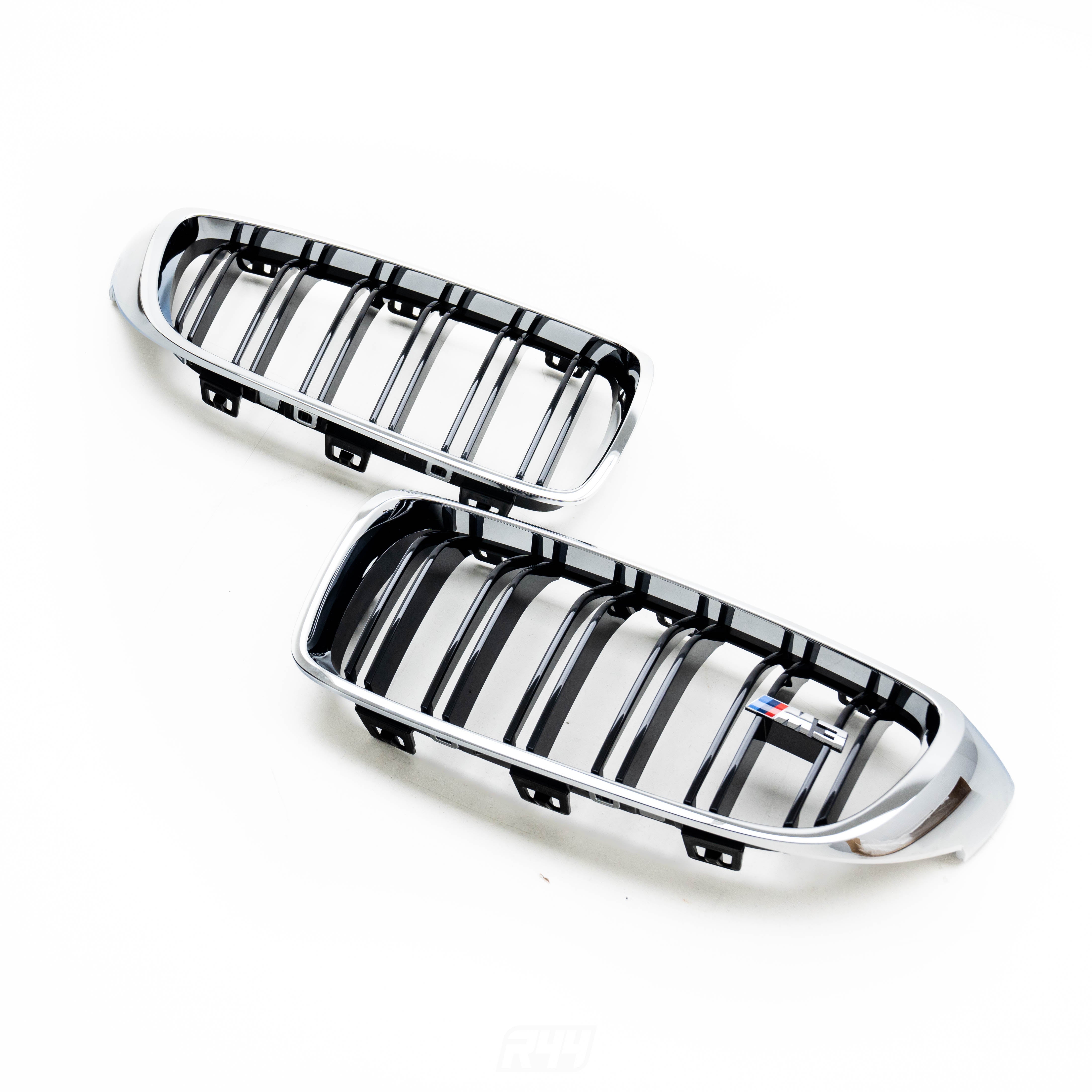 Genuine BMW F80 M3 OEM Chrome & Black Front Grilles 51138054332 & 51138056411