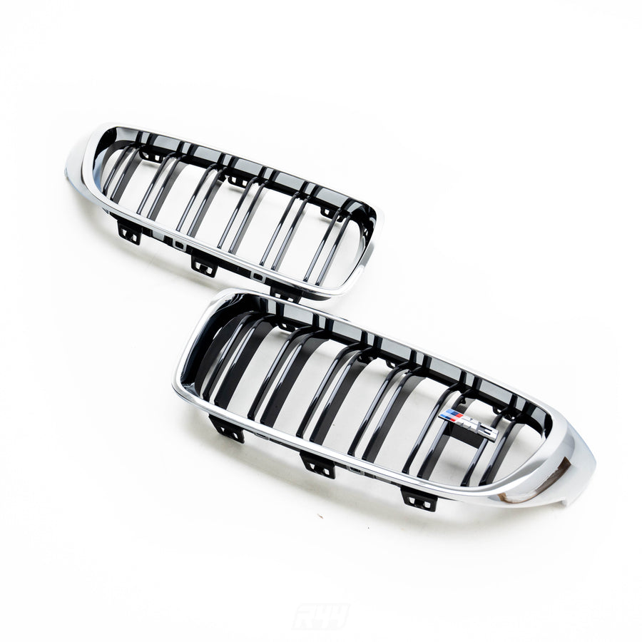 Genuine BMW F80 M3 OEM Chrome & Black Front Grilles 51138054332 & 51138056411
