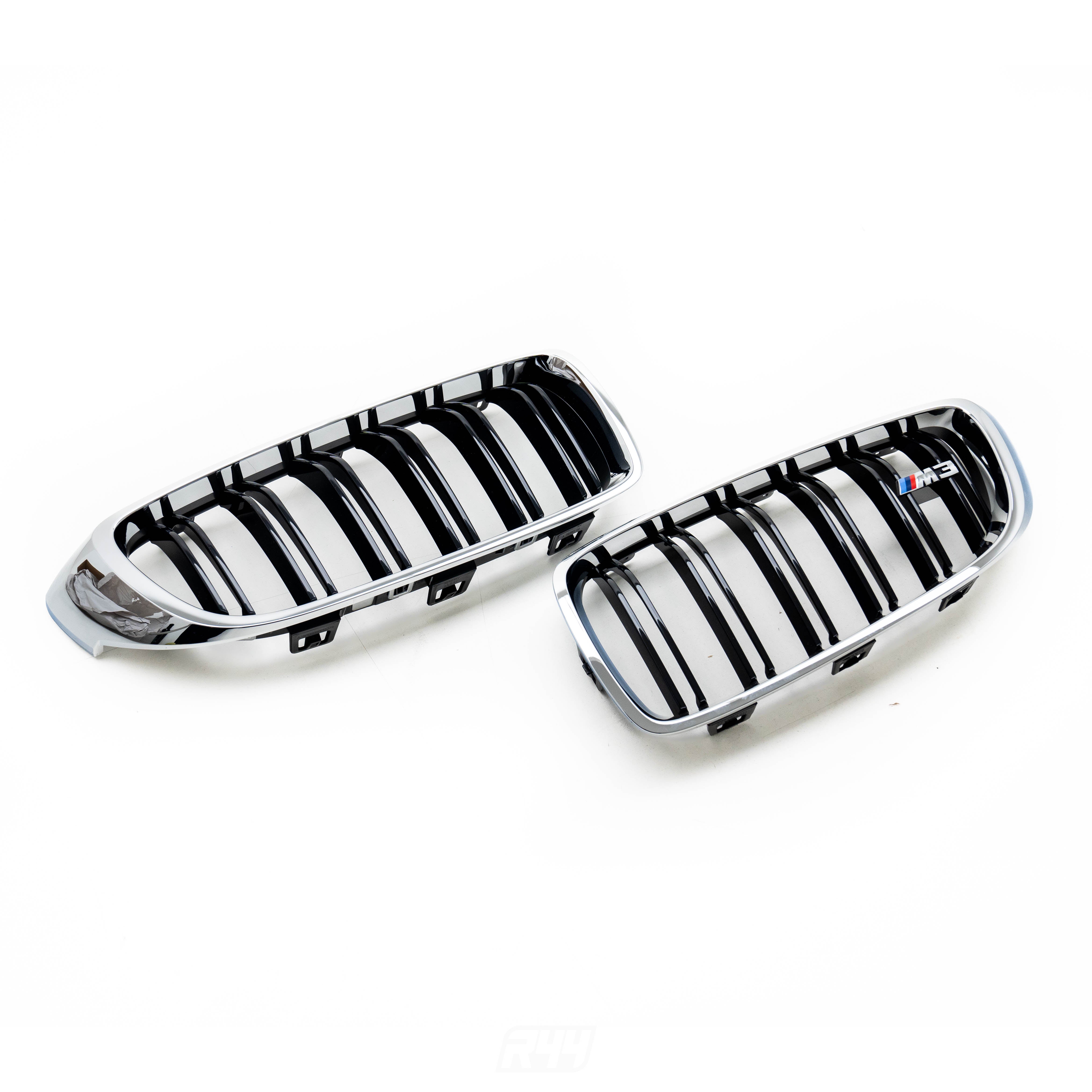 Genuine BMW F80 M3 OEM Chrome & Black Front Grilles 51138054332 & 51138056411