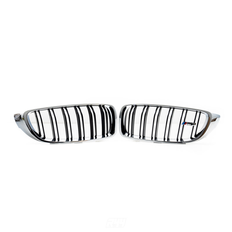 Genuine BMW F80 M3 OEM Chrome & Black Front Grilles 51138054332 & 51138056411