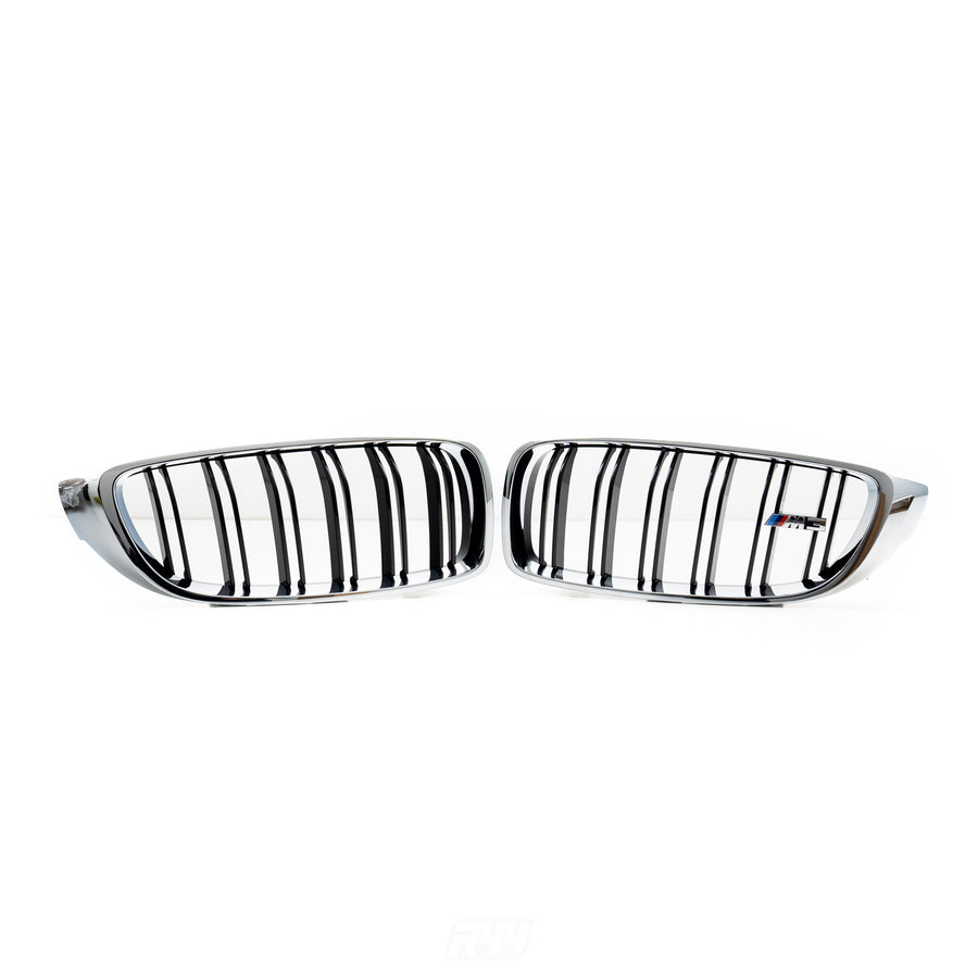 Genuine BMW F80 M3 OEM Chrome & Black Front Grilles 51138054332 & 51138056411