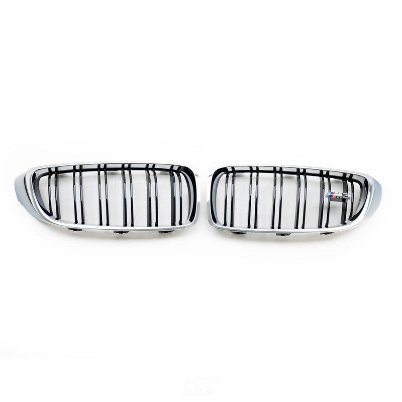 Genuine BMW F80 M3 OEM Chrome & Black Front Grilles 51138054332 & 51138056411