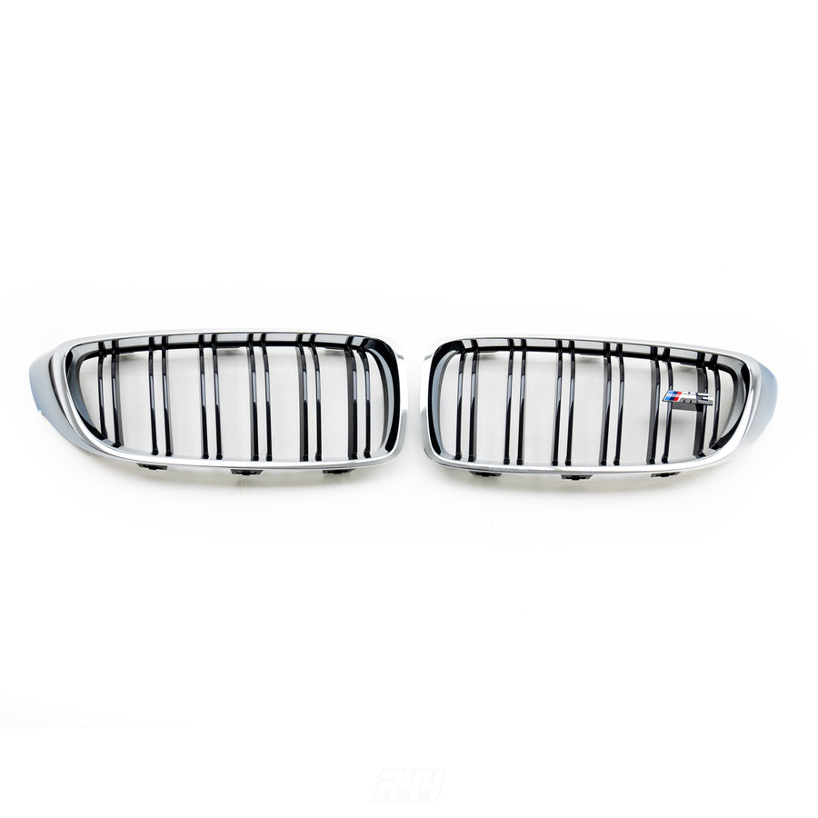 Genuine BMW F80 M3 OEM Chrome & Black Front Grilles 51138054332 & 51138056411