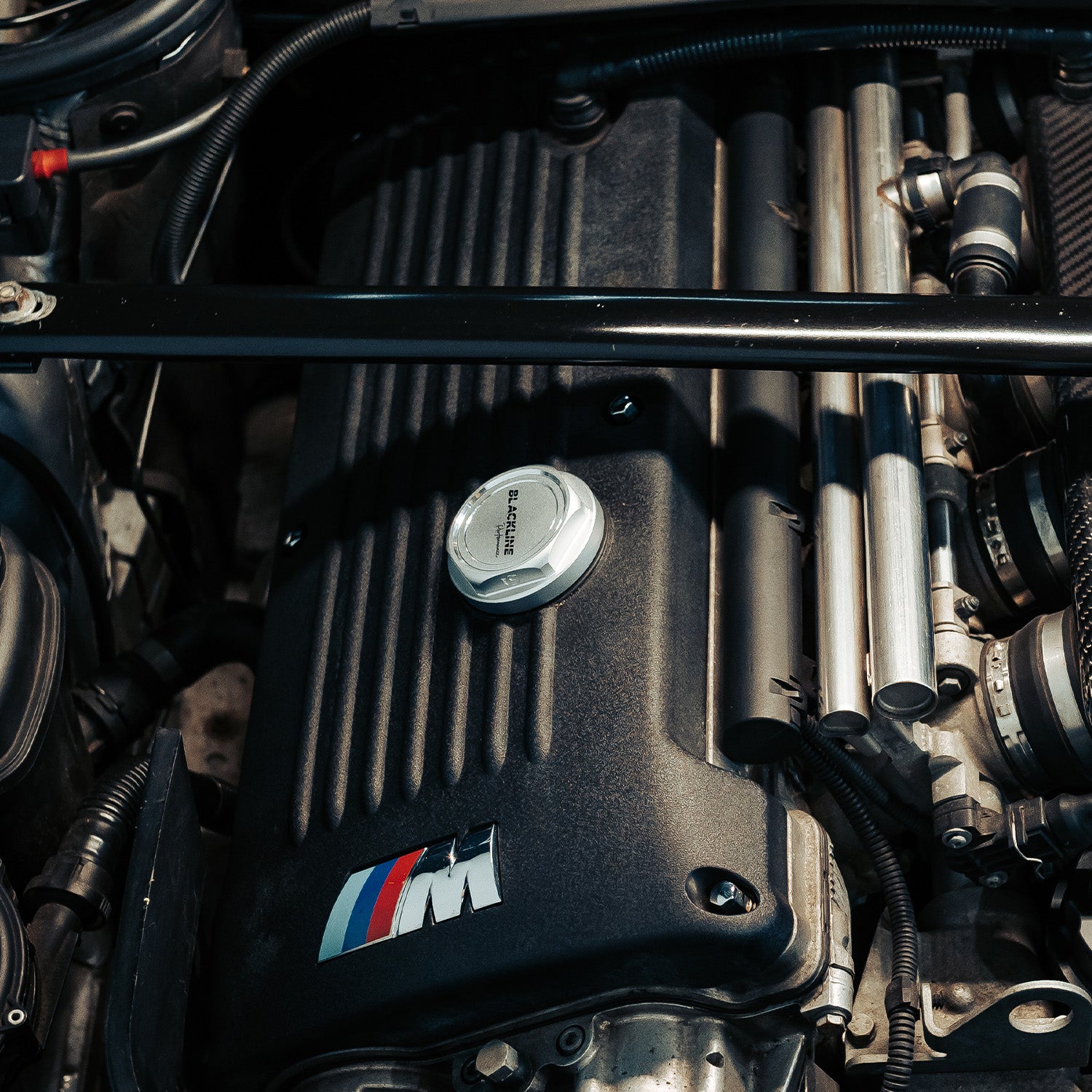 GoldenWrench BMW S54, S65 & S85 BLACKLINE Performance Heritage Motorsport Oil Cap In Silver