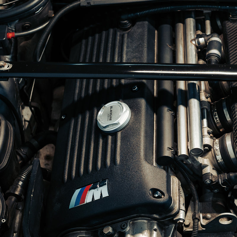 GoldenWrench BMW S54, S65 & S85 BLACKLINE Performance Heritage Motorsport Oil Cap In Silver