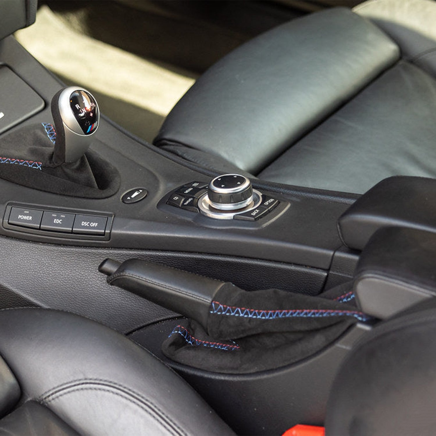 IND E90, E92 & E93 M3 Tri-Colour Stitched Alcantara E-Brake Boot (Left-hand Drive)