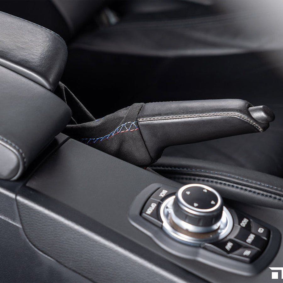 IND E90, E92 & E93 M3 Tri-Colour Stitched Alcantara E-Brake Boot (Left-hand Drive)