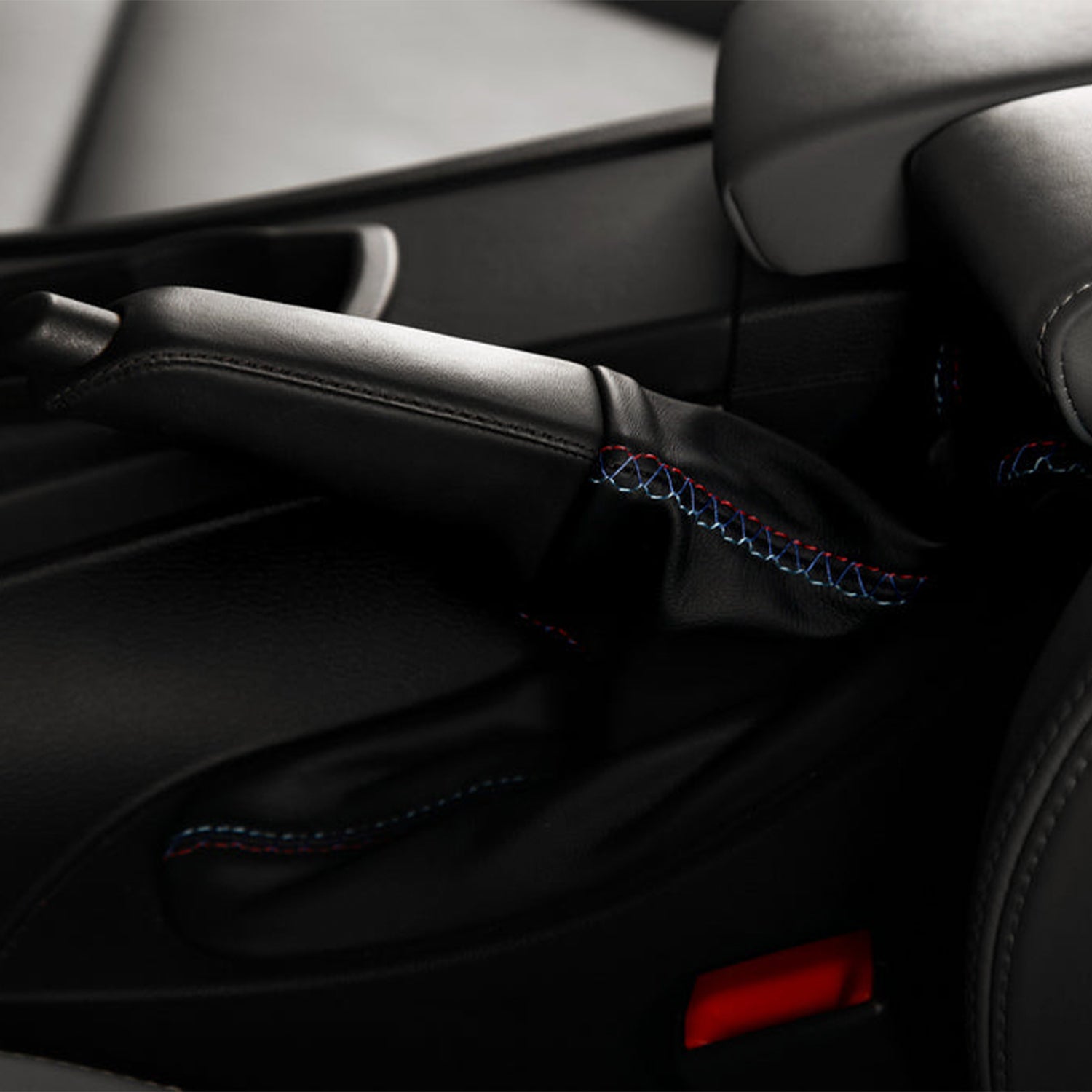 thumbnail image 2 of Aforce Auto Red Stitch Leather Gaiter Set For BMW E90 E91 E92 E93 – Manual Gear & Handbrake 2 of 3