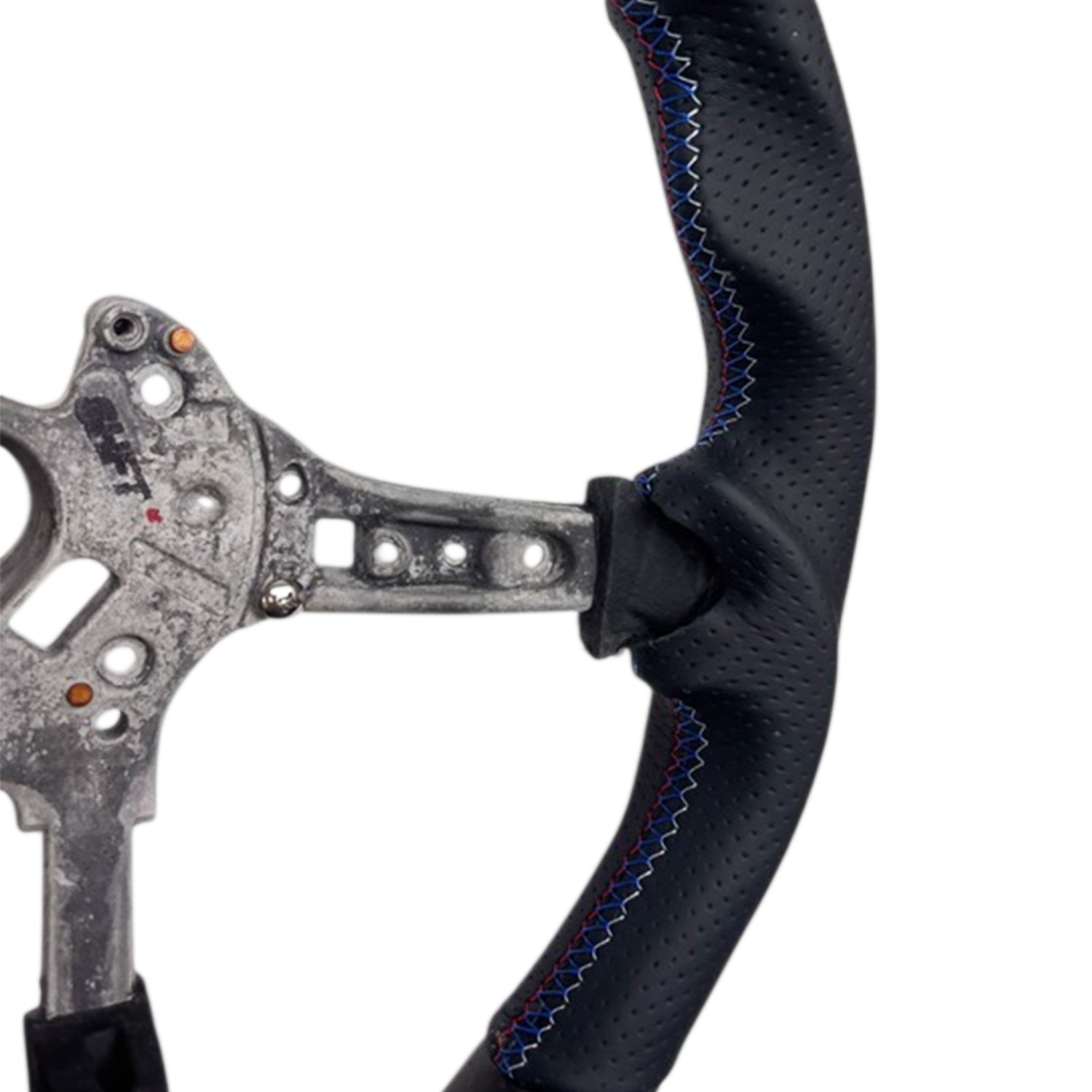 SHFT BMW OEM F Series Matte Carbon Fibre & Perforated Leather Flat Bottom Steering Wheel (w/ Blue 12 0'clock Marker)