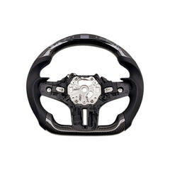 SHFT BMW G8X Flat Bottom Steering Wheel (Aggressive Grips) In Gloss Carbon Fibre & Leather With LED Display (G80 M3, G82 M4 & G87 M2)