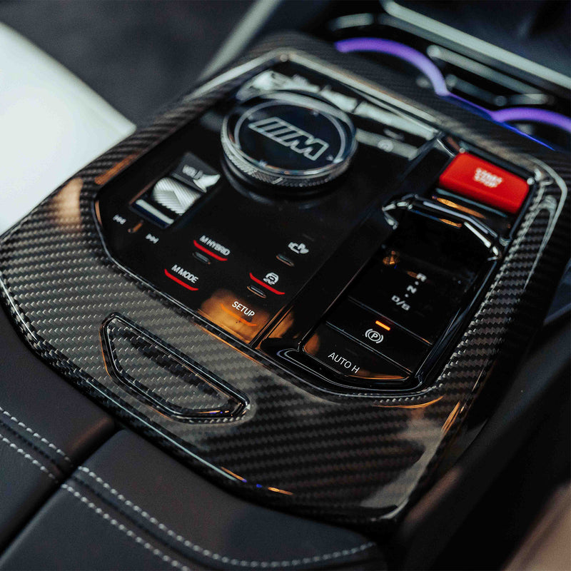 SHFT BMW G90/G99 M5 & G60/G61 5 Series Interior Gear Surround In Gloss Carbon Fibre