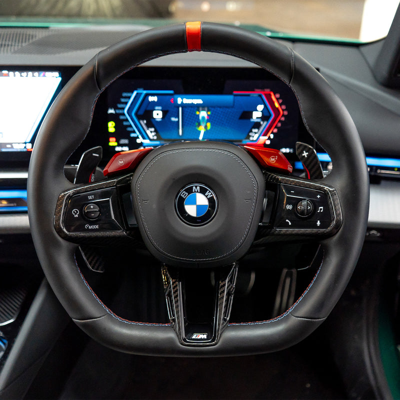 SHFT Gloss Carbon Fibre Steering Wheel Trim For BMW G90/G99 M5, G60/G61 5 Series, G45 X3 & G70 7 Series & more