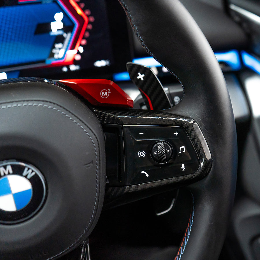 SHFT Gloss Carbon Fibre Steering Wheel Trim For BMW G90/G99 M5, G60/G61 5 Series, G45 X3 & G70 7 Series & more